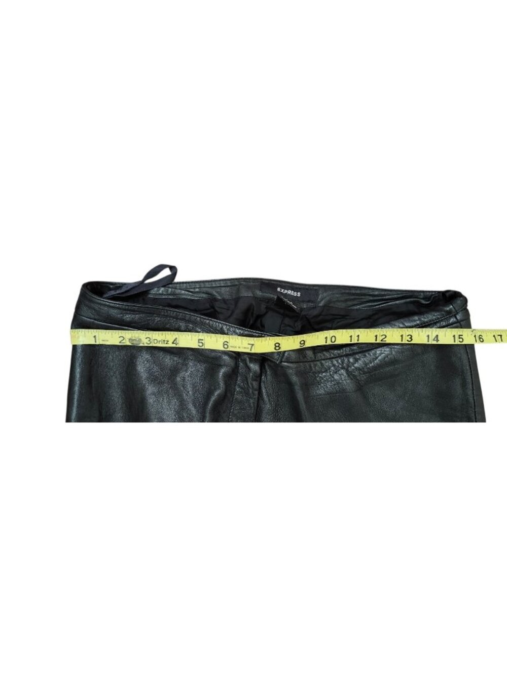 Vintage Y2K Express Women’s Black Leather Pants Size 7/8 Cropped Straight Leg - Picture 10 of 10